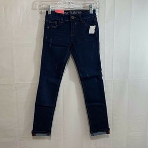 Pink Diamond Girls NWT Dark Wash Cuffed Stretch Skinny Jeans